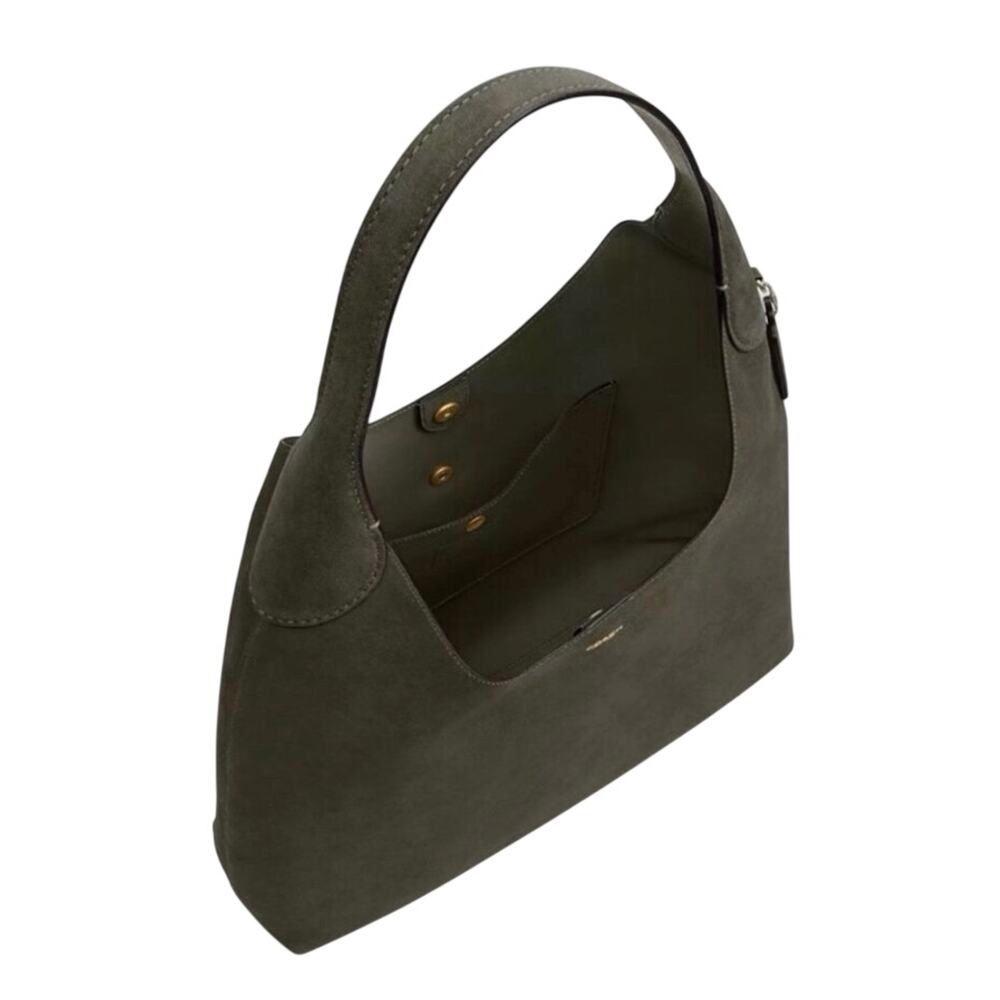 Coach Suede Brooklyn Shoulder Bag 39 Olive Hobo Leather Handbag - Picture 5 of 8